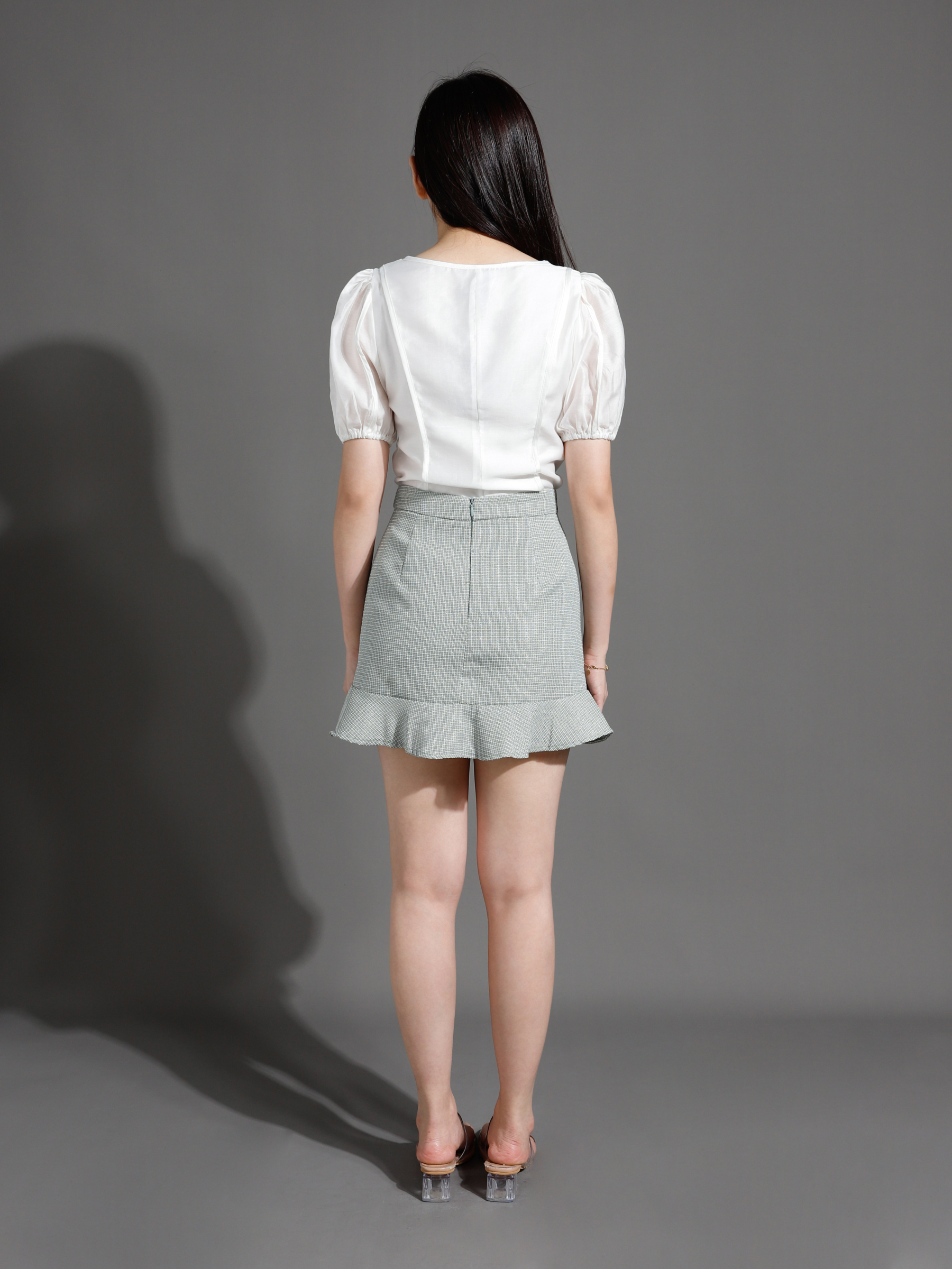 High Waist Side Pocket Ruffles Skirt 26452