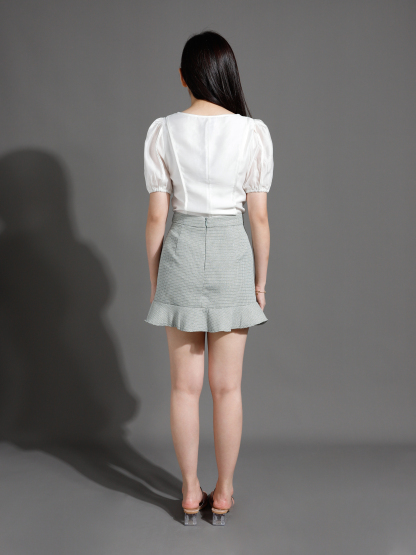 High Waist Side Pocket Ruffles Skirt 26452