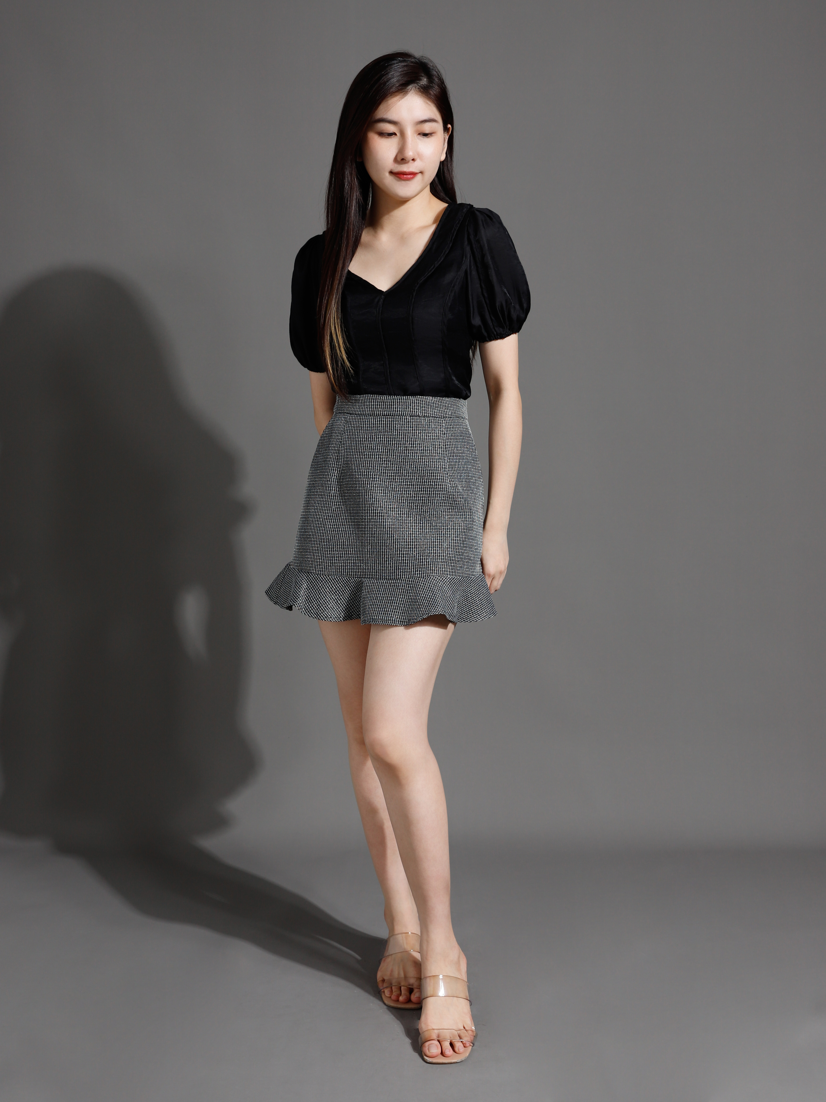 High Waist Side Pocket Ruffles Skirt 26452