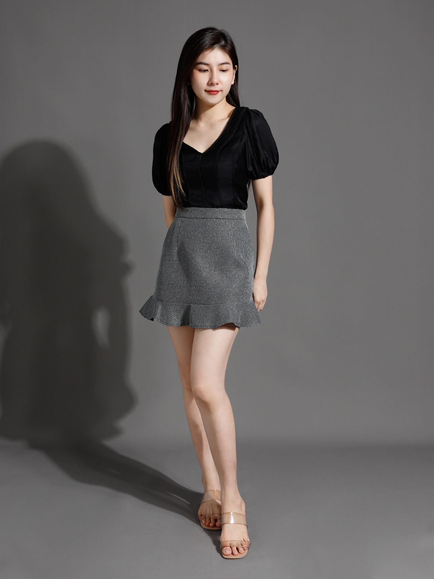 High Waist Side Pocket Ruffles Skirt 26452