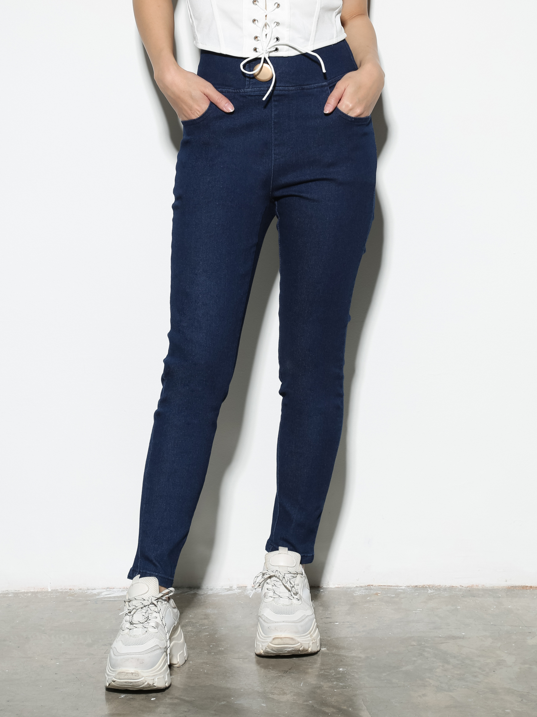 High Waist Denim Long Pants 27546