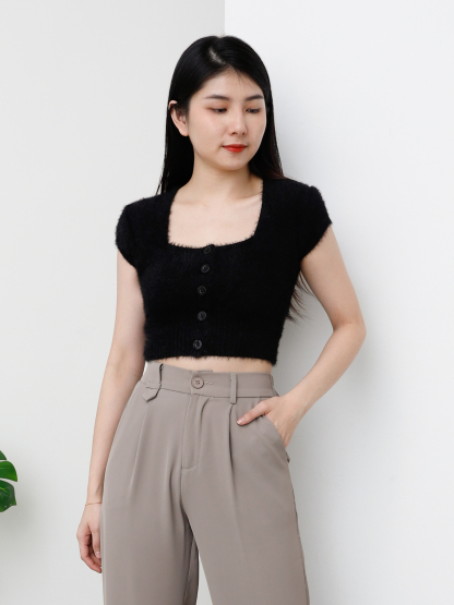 Side Pocket Waist Stretchable Long Pants 25354
