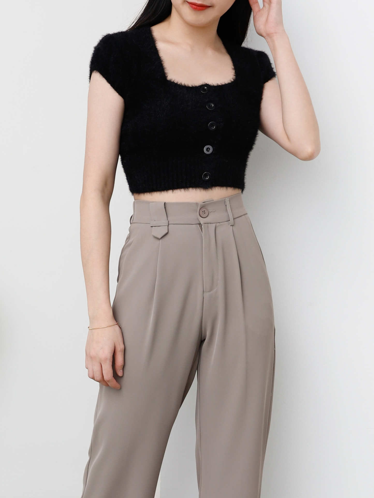 Side Pocket Waist Stretchable Long Pants 25354