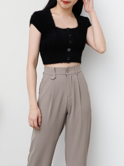 Side Pocket Waist Stretchable Long Pants 25354