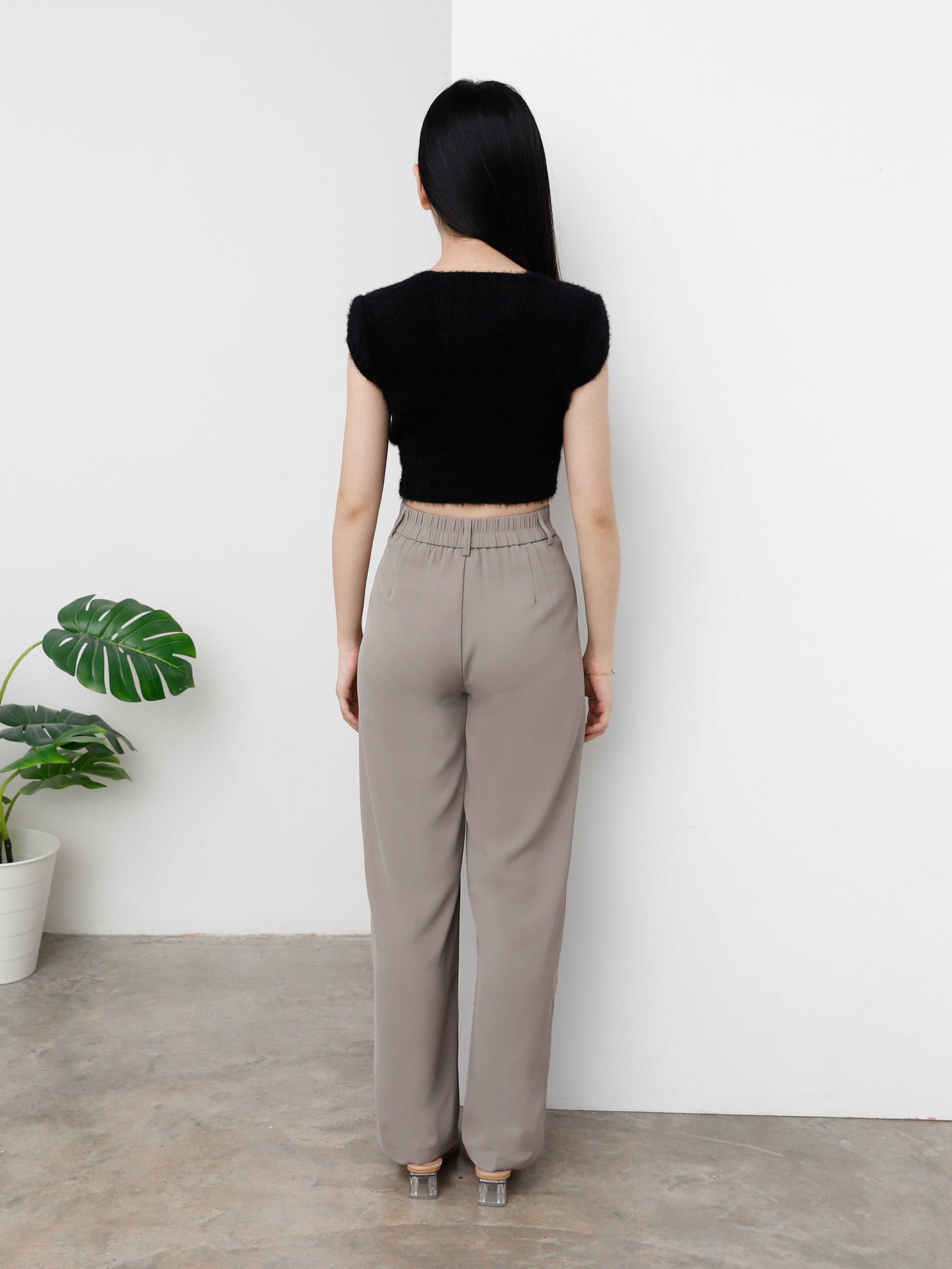 Side Pocket Waist Stretchable Long Pants 25354