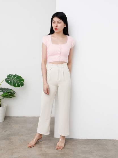 Side Pocket Waist Stretchable Long Pants 25354
