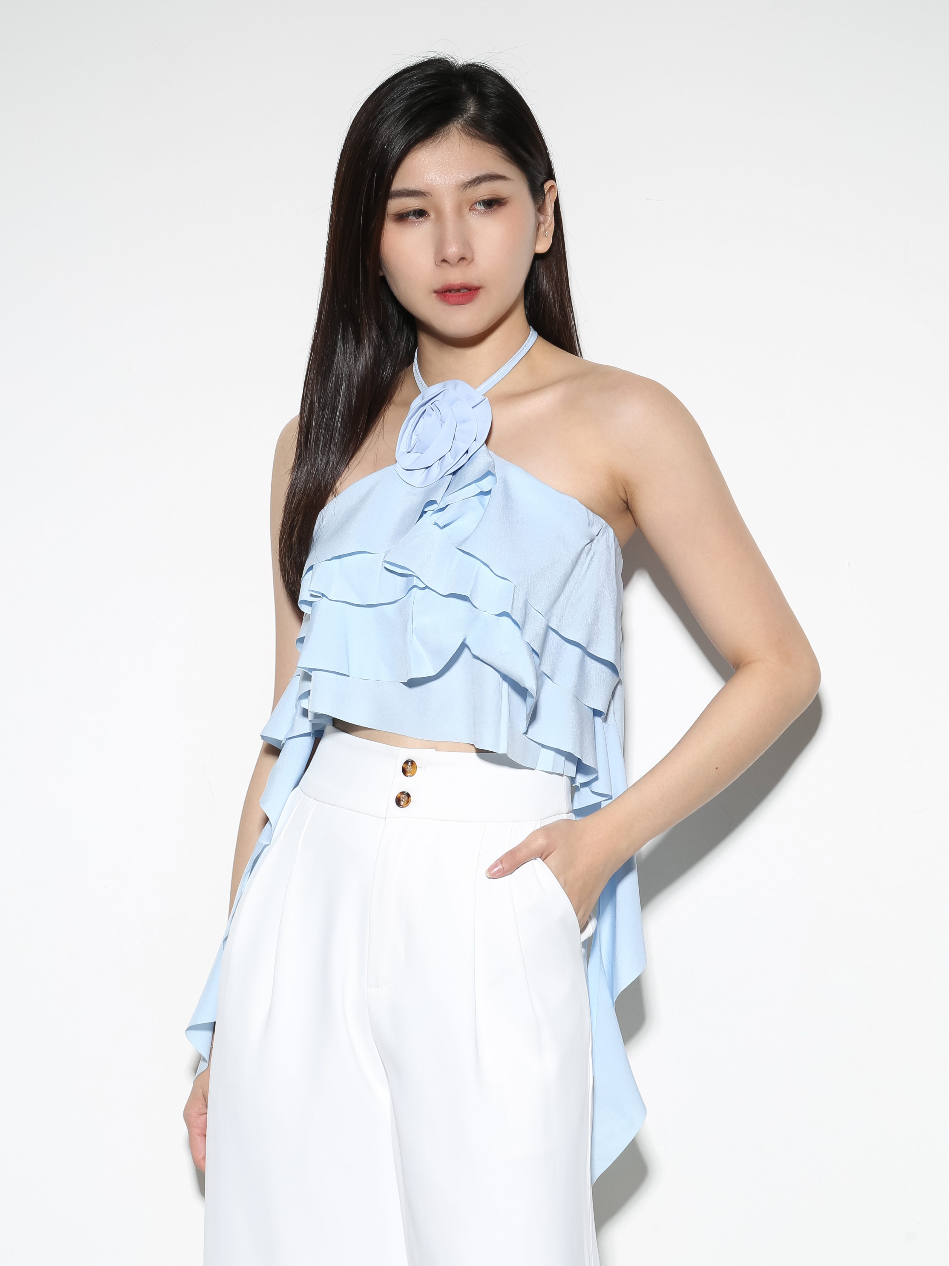 Layered Front Decorative Flower Top 29174