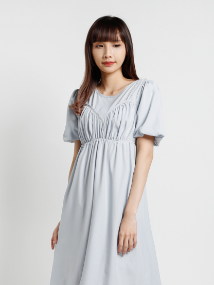 Pleated Short Sleeve Dress 15183