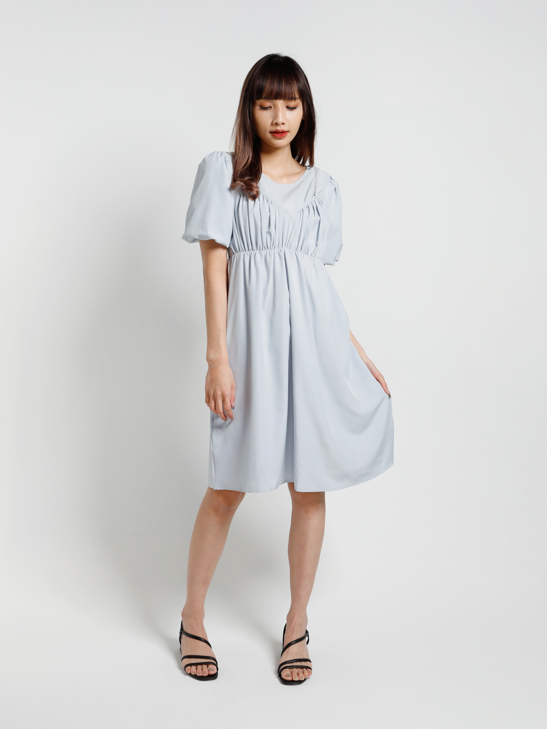 Pleated Short Sleeve Dress 15183