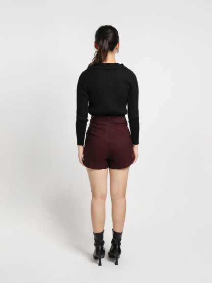 Collar Front Button Knitted Top 18544