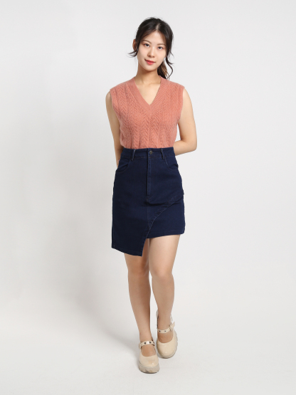 High Waist Irregular Long Wrap Skirt 19117