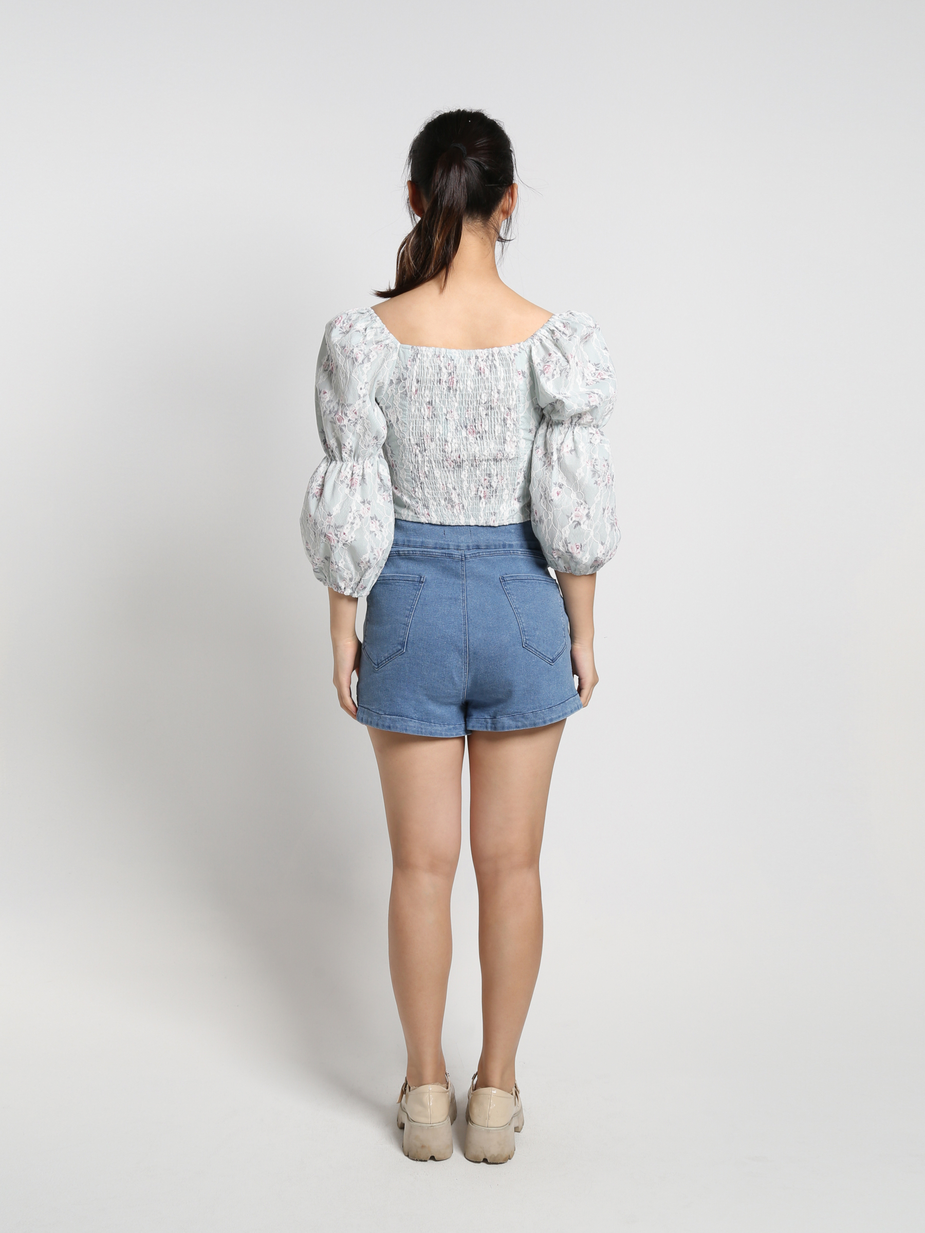 Off Shoulder Lace Long Sleeve Top 16093