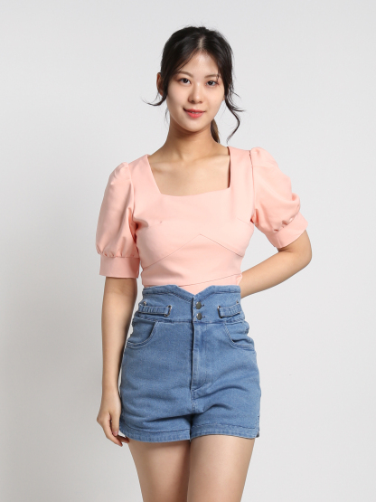 Square Neck With Sleeve Top 19100