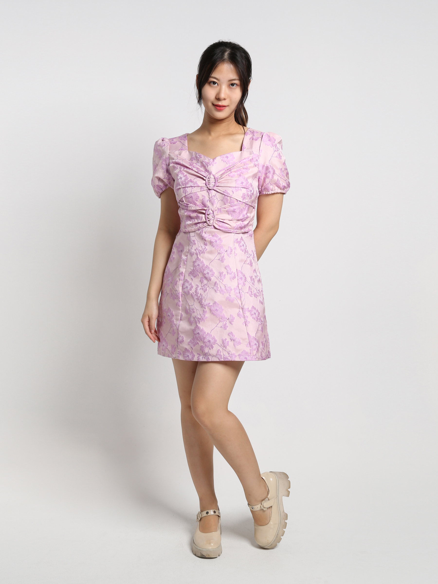 Front Ribbon Pattern Dress 19173