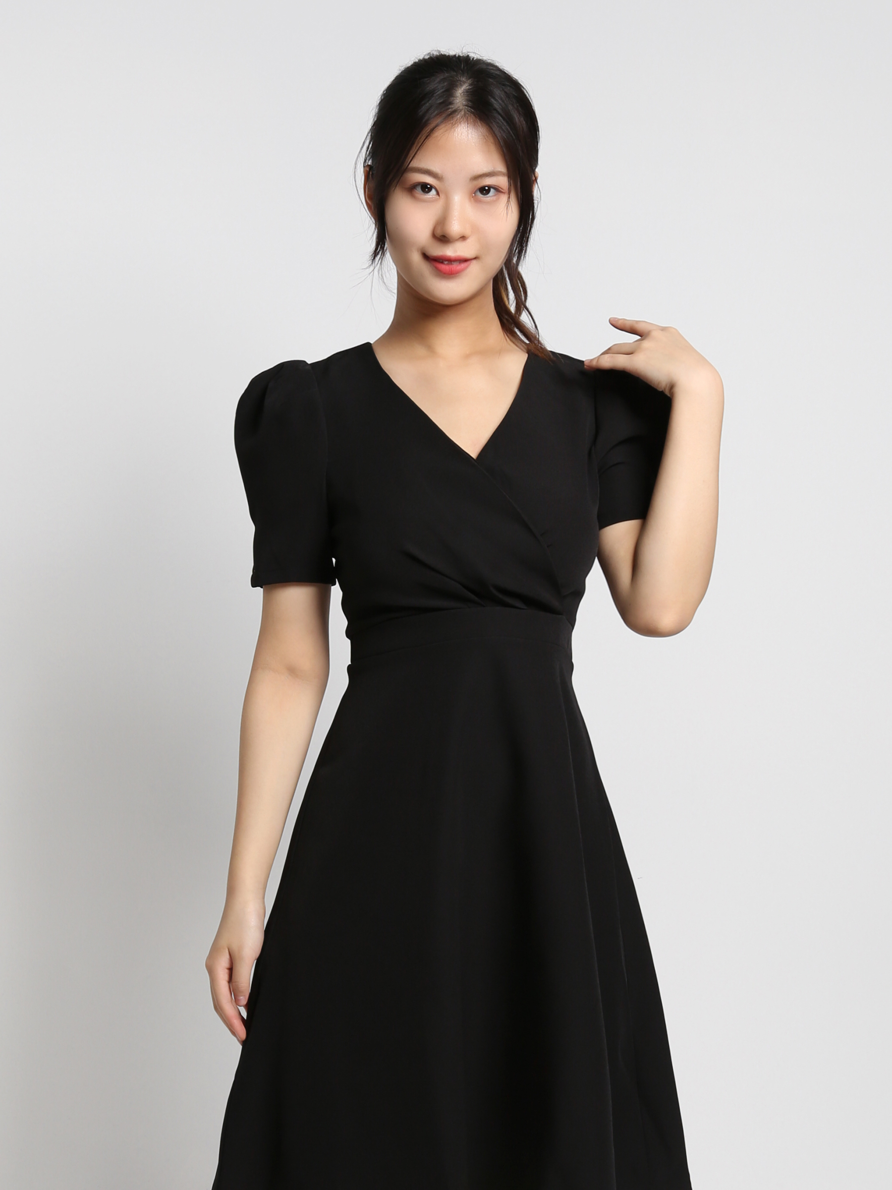 Formal Wrap V Neck Dress 18382