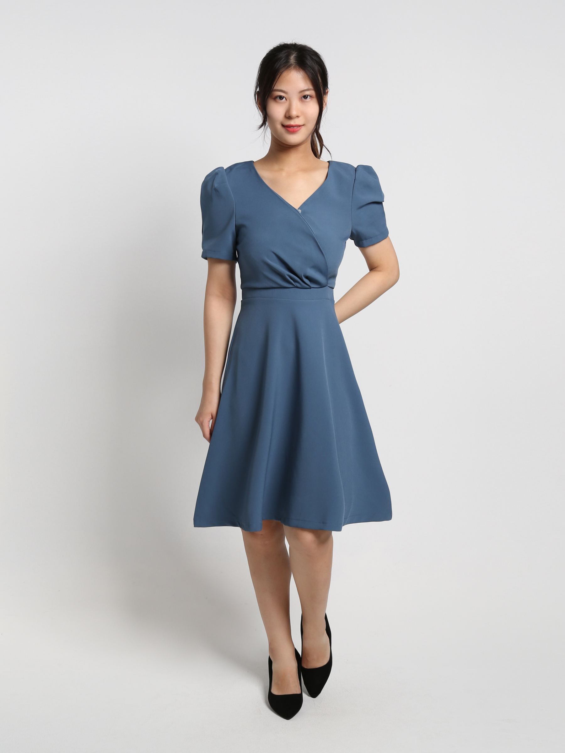 Formal Wrap V Neck Dress 18382