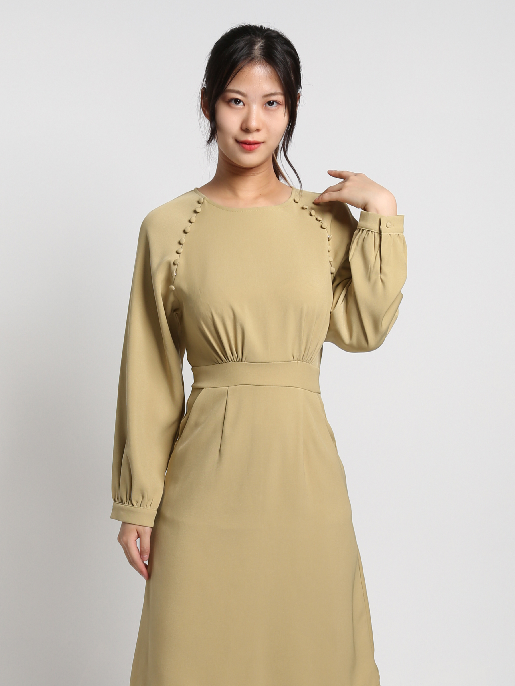Dot Sleeve Line Dress 19091