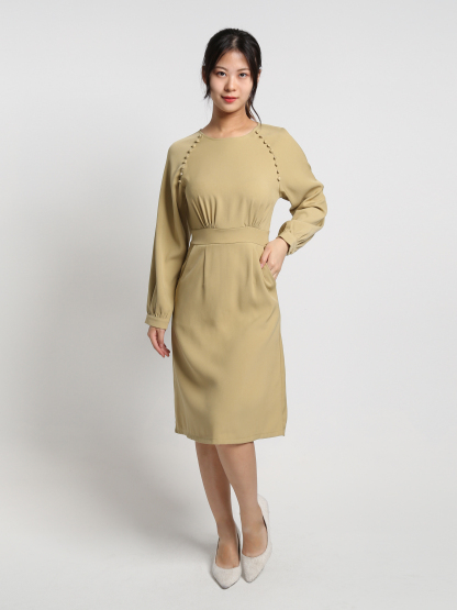 Dot Sleeve Line Dress 19091