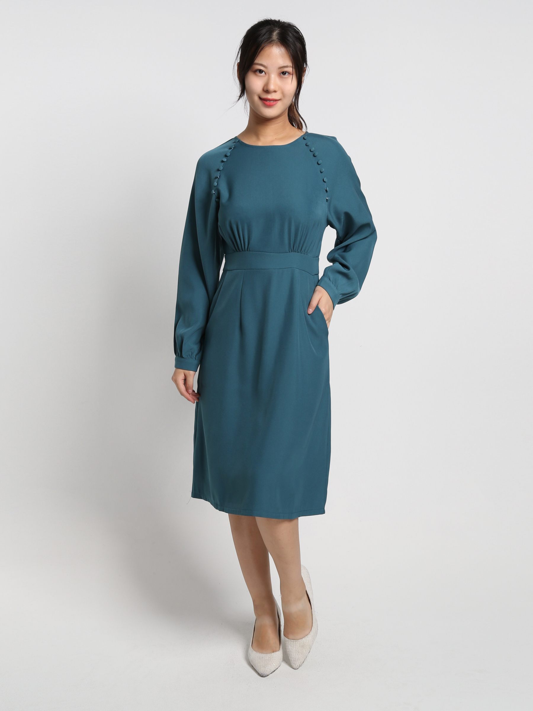 Dot Sleeve Line Dress 19091