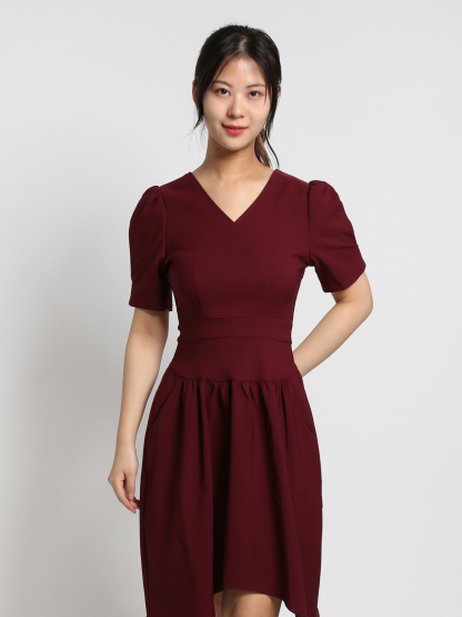 Irregular Long V Neck Dress 19088