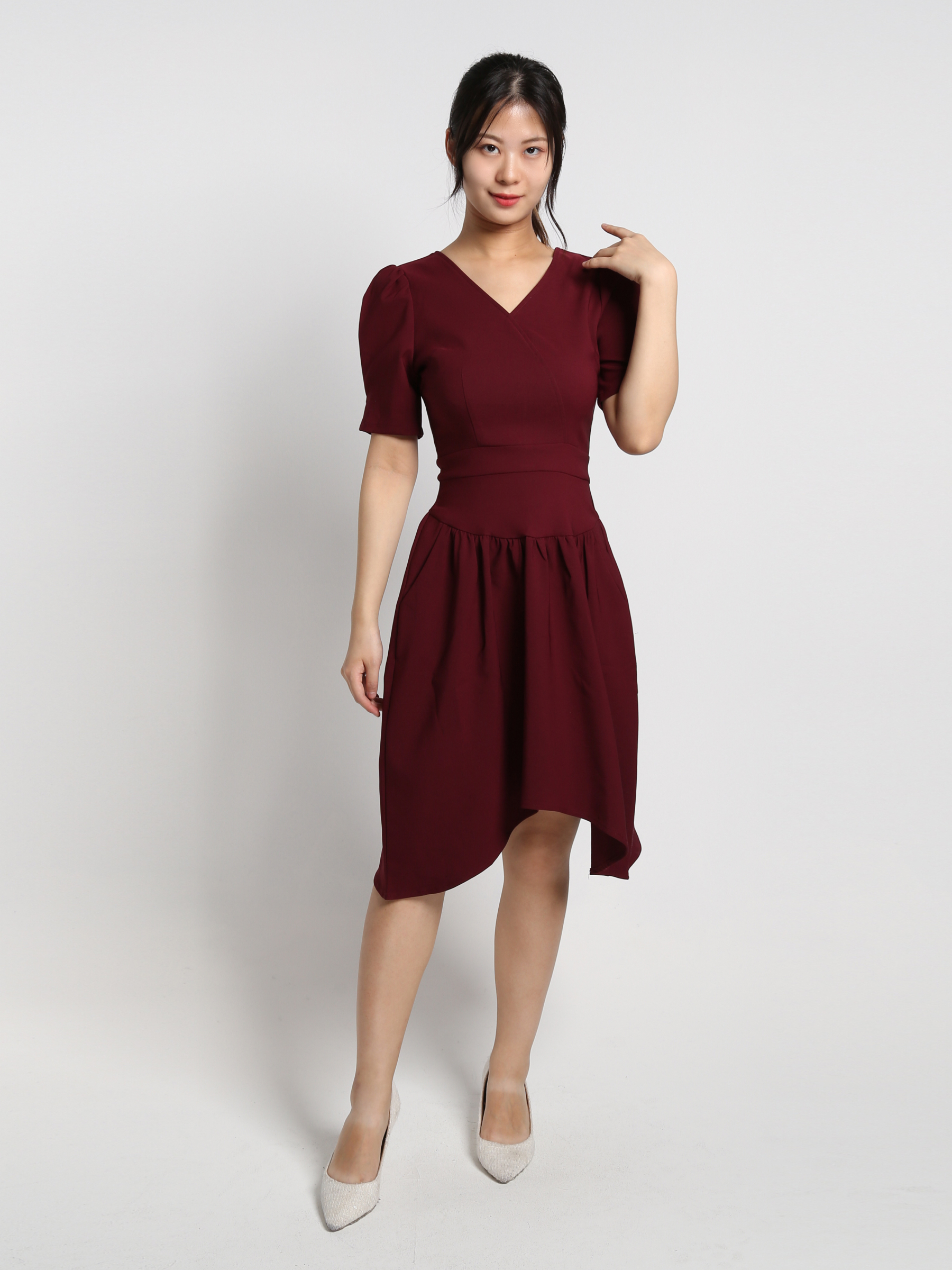 Irregular Long V Neck Dress 19088