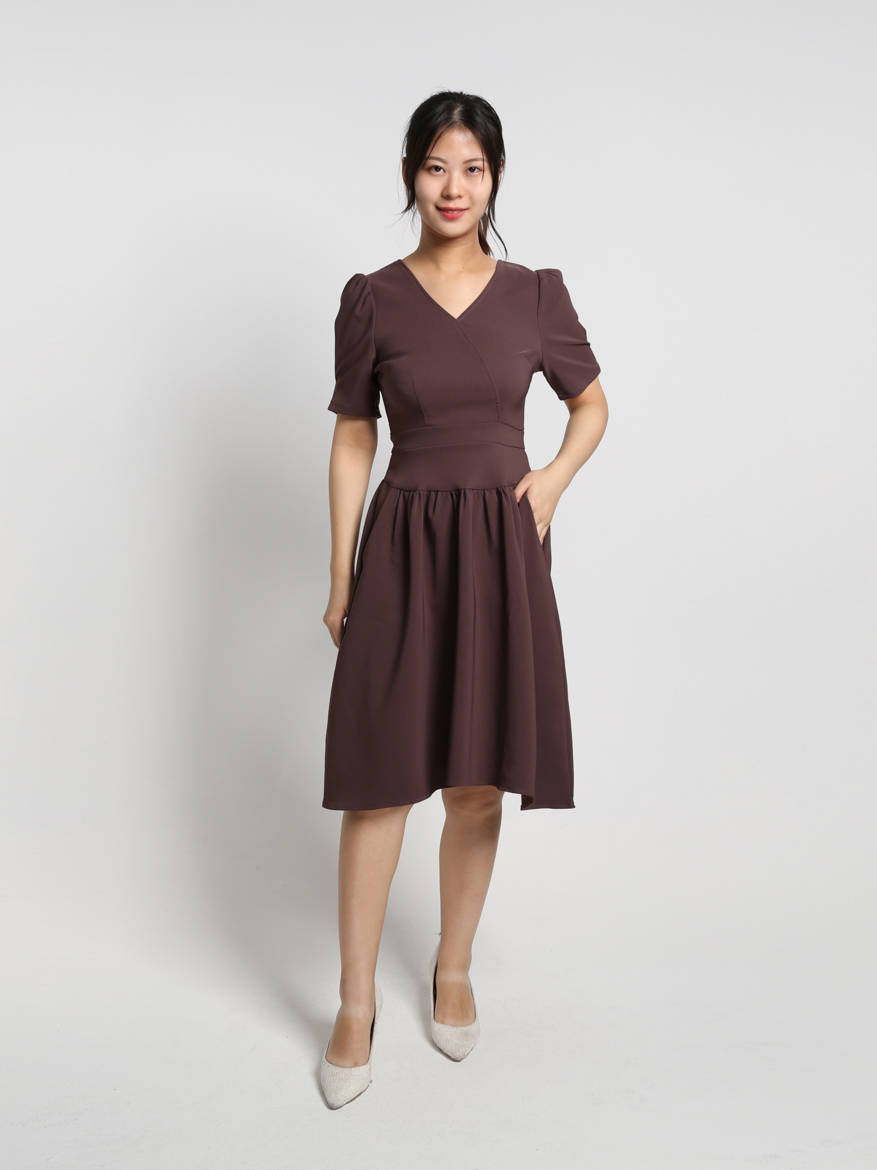 Irregular Long V Neck Dress 19088