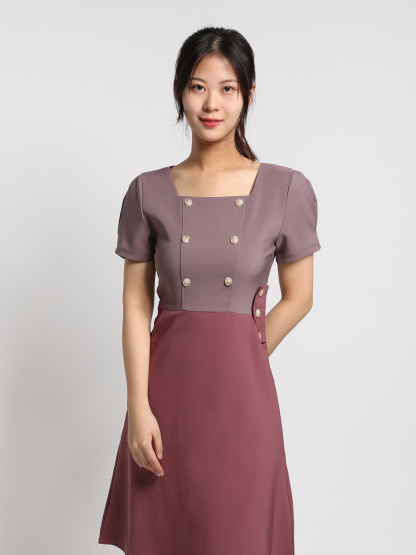 Two Tone Irregular Long Dress 19090