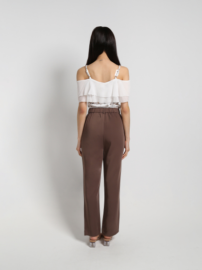 Layered Chiffon Off Shoulder Strap With Floral Top 18390