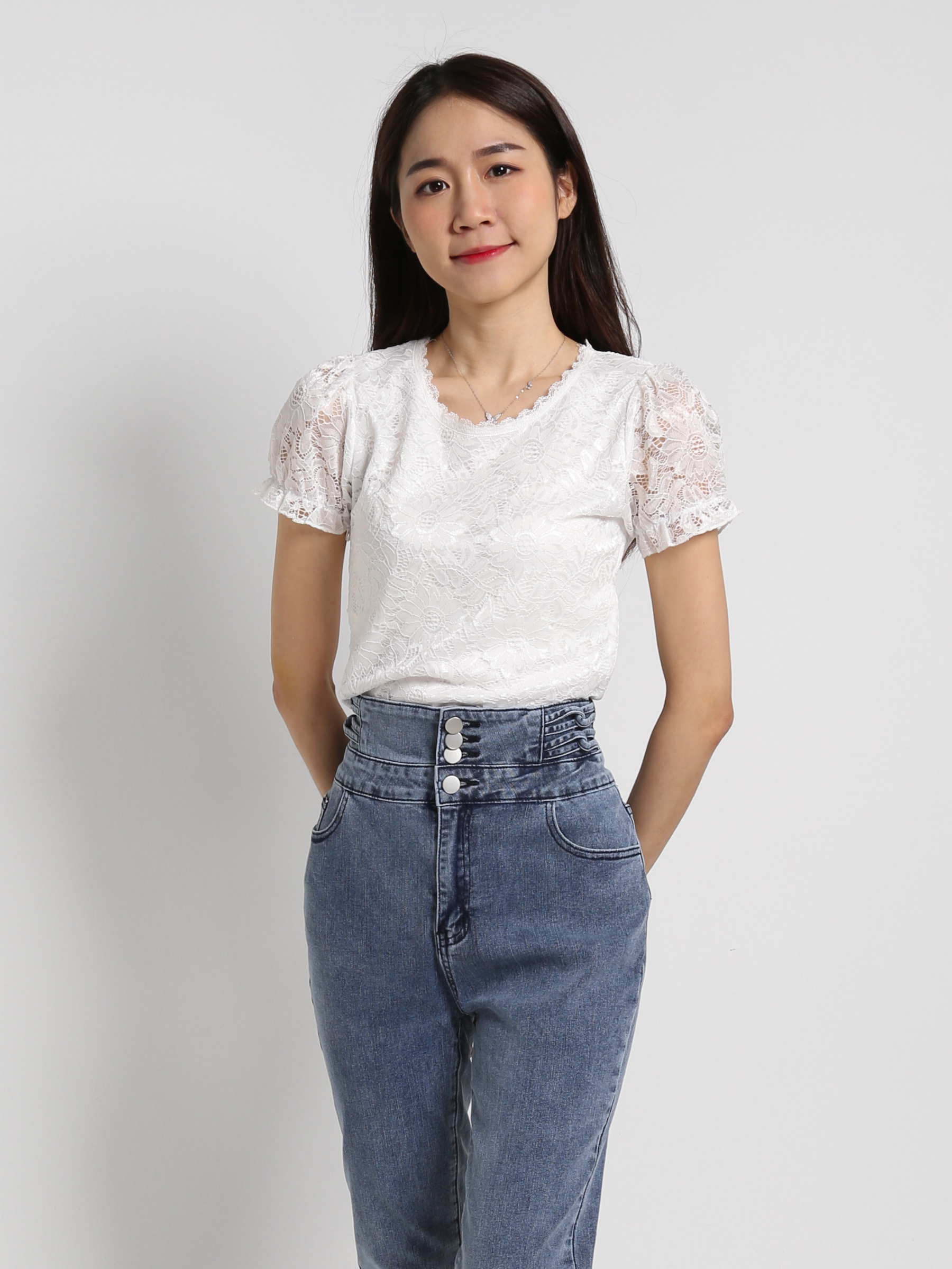 Denim High Waist Long Pants 19214