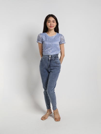 Puff Sleeve Lace Top 19146