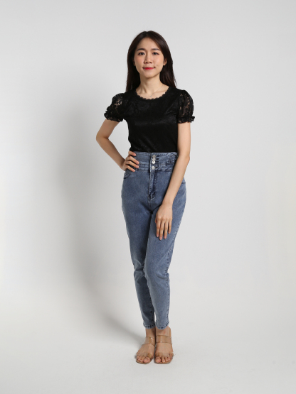 Puff Sleeve Lace Top 19146