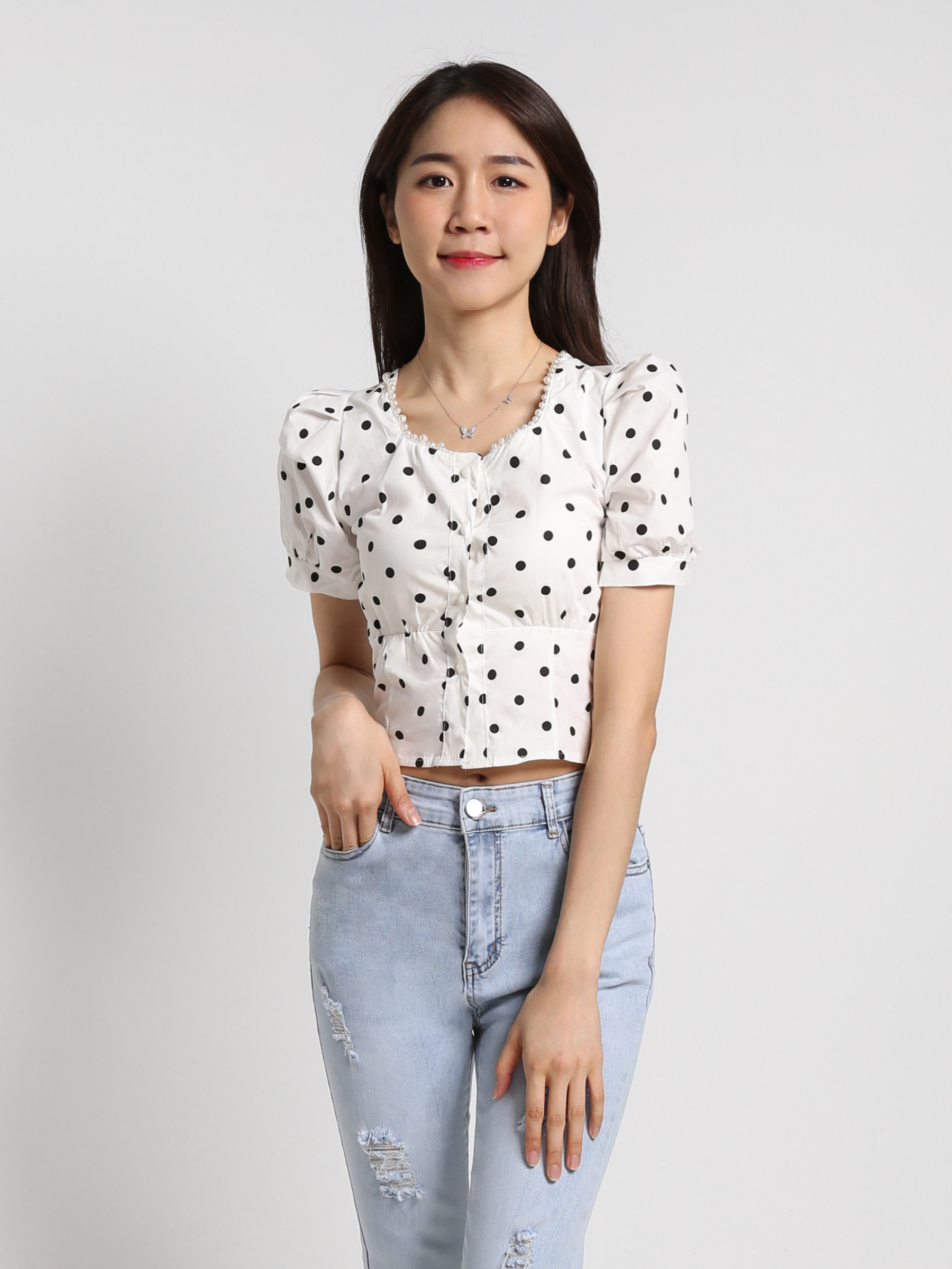 Polka Dot With Tie Up Top 18347