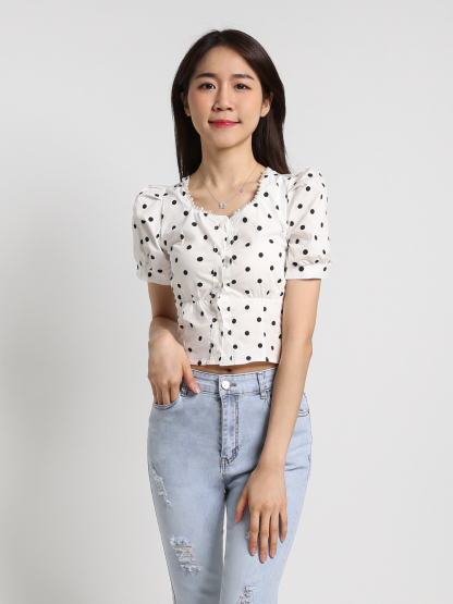 Polka Dot With Tie Up Top 18347