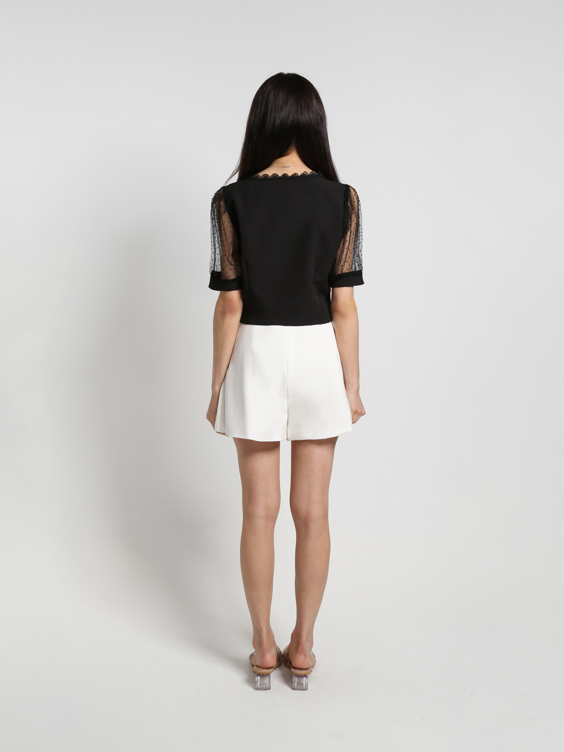 Polka Dot Sleeve With Lace Top 18348