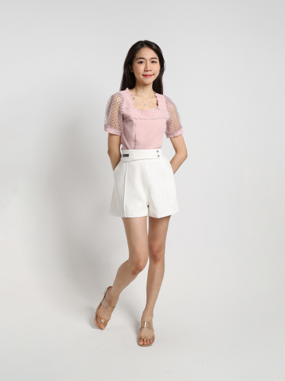 Polka Dot Sleeve With Lace Top 18348