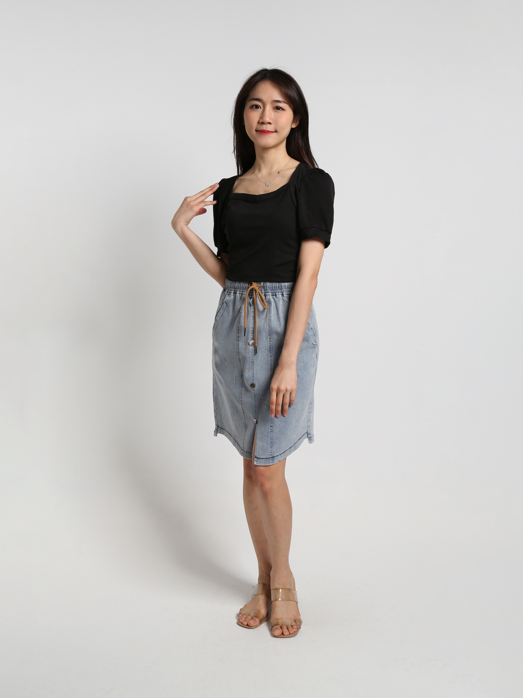 Denim Waist Stretchable Skirt 25600