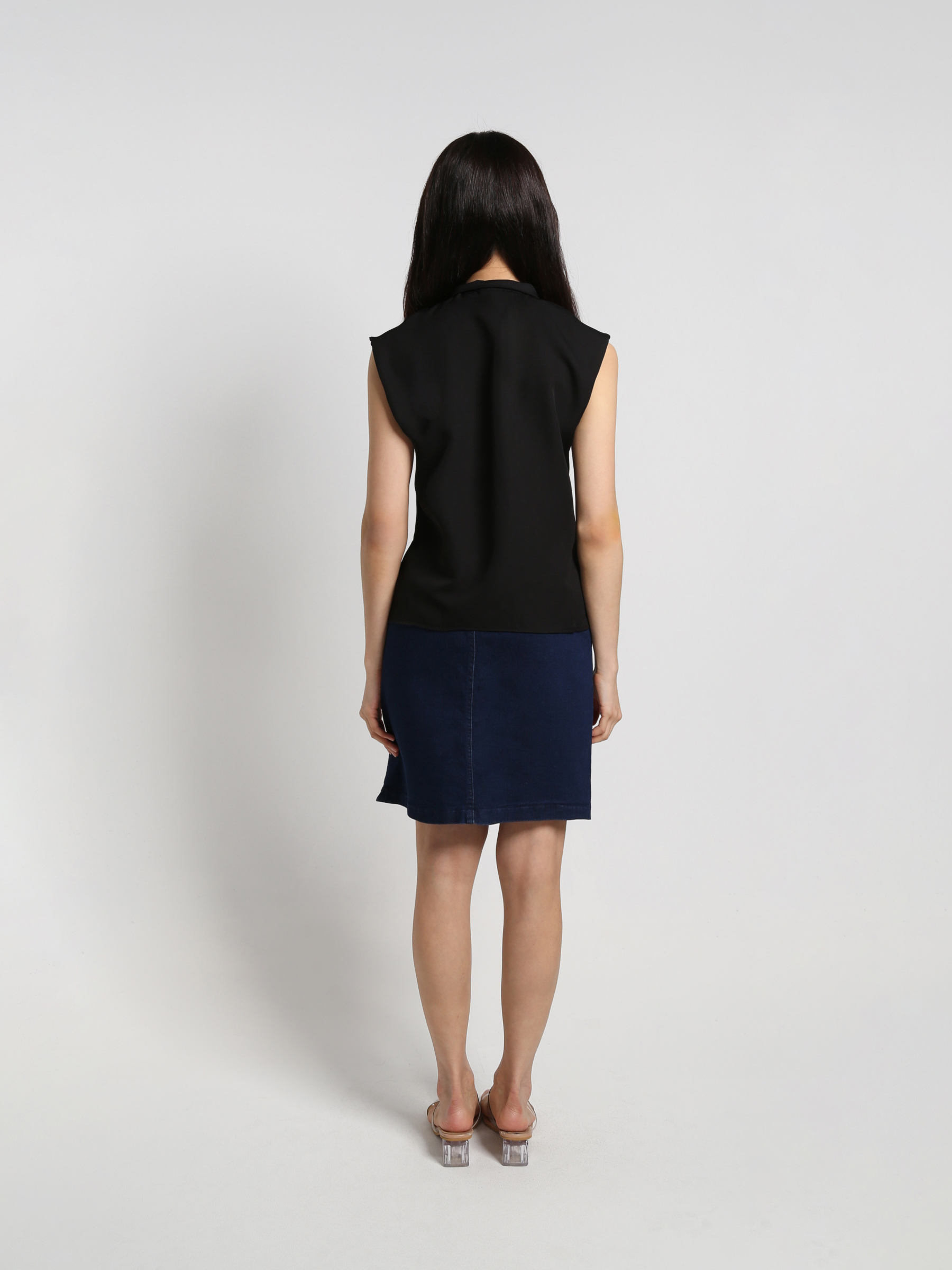 Stand Collar Front Button And Pocket Top 18030