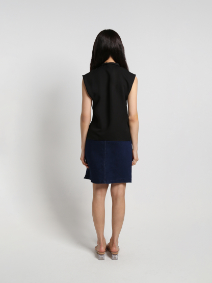 Stand Collar Front Button And Pocket Top 18030