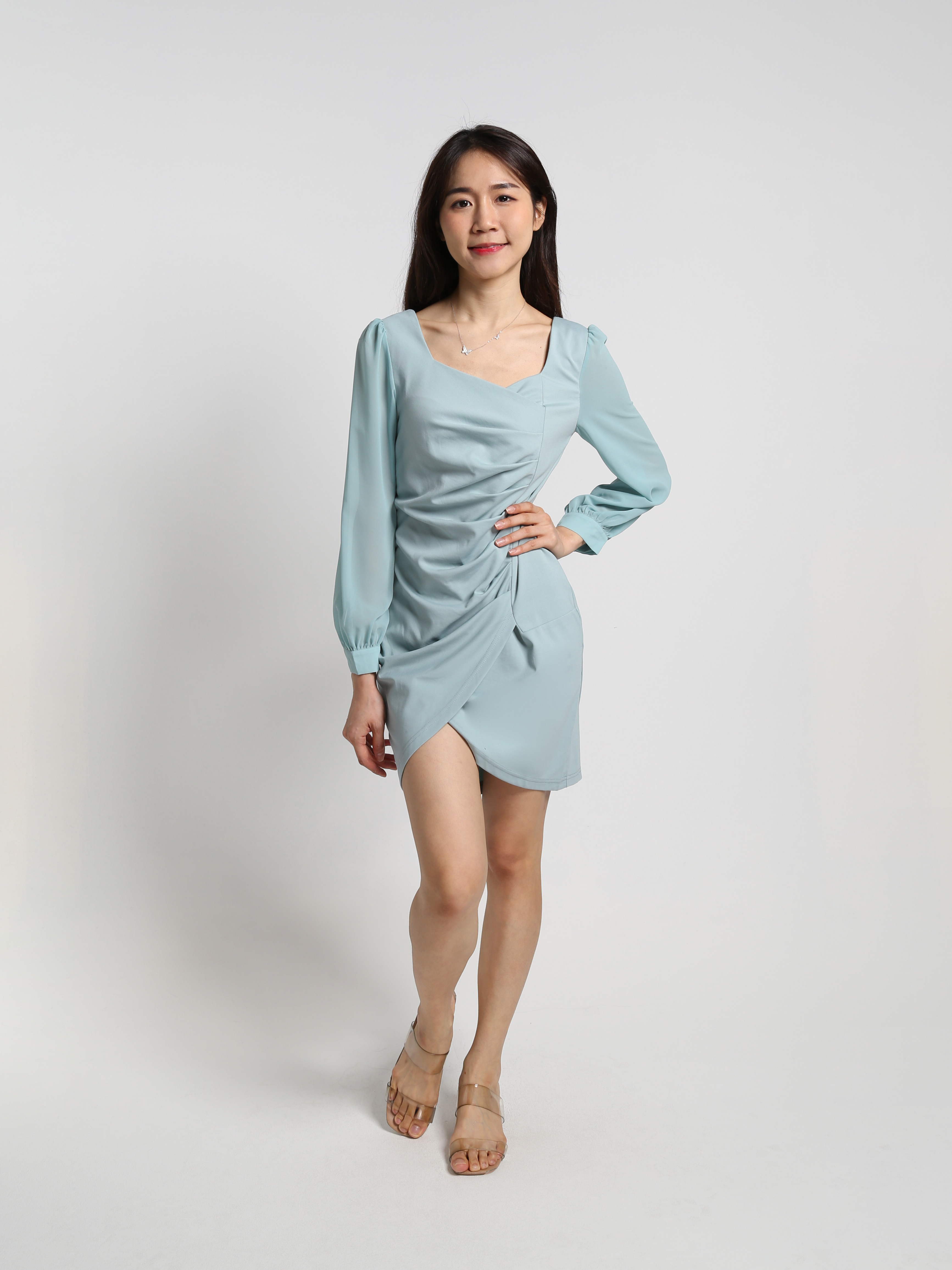 Side Pleated With Split Dress 25589