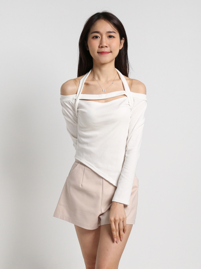 Boat Neckline With Irregular Long Top 19300