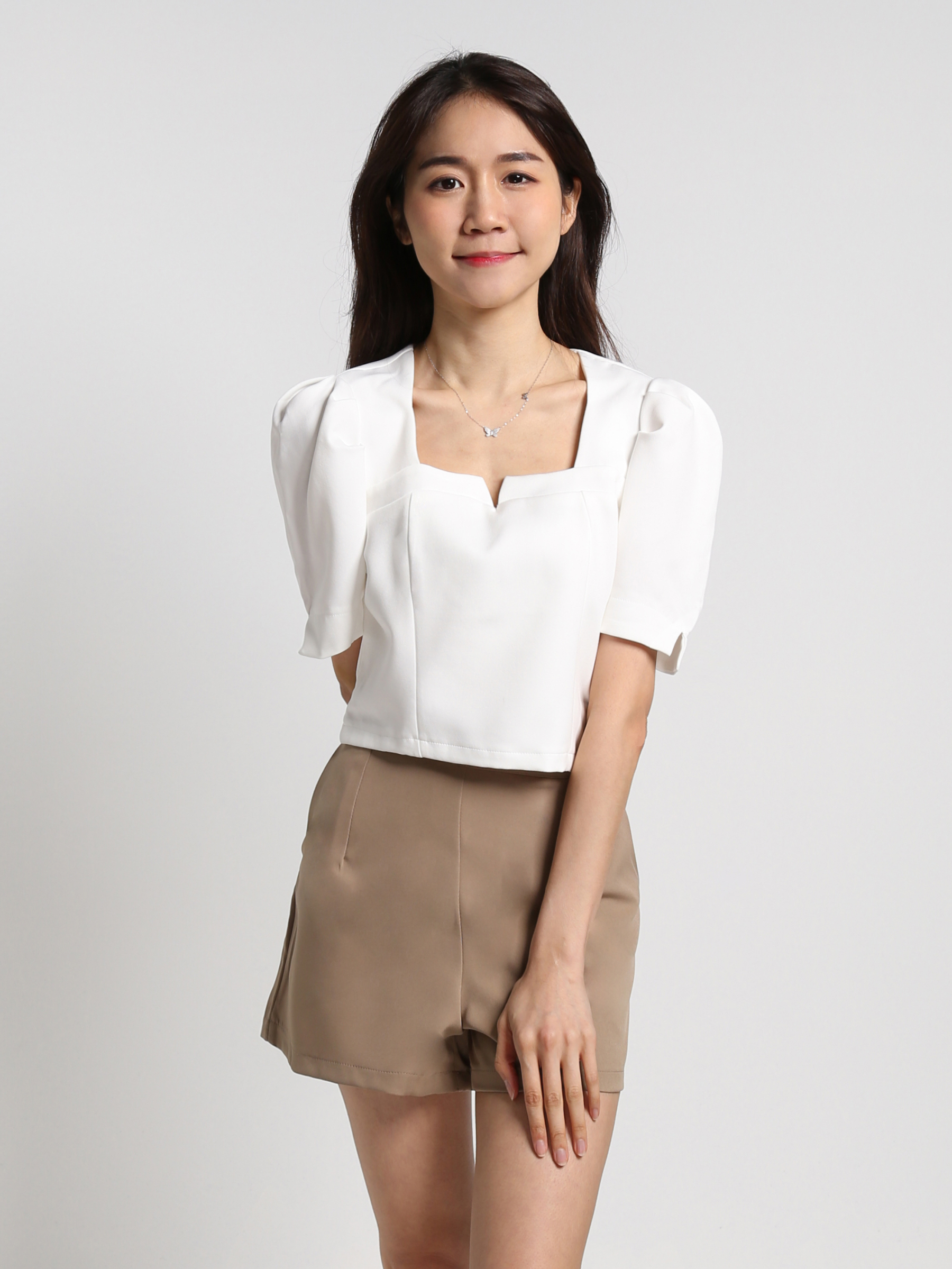 Puff Sleeve Sweetheart Neckline Set 19122