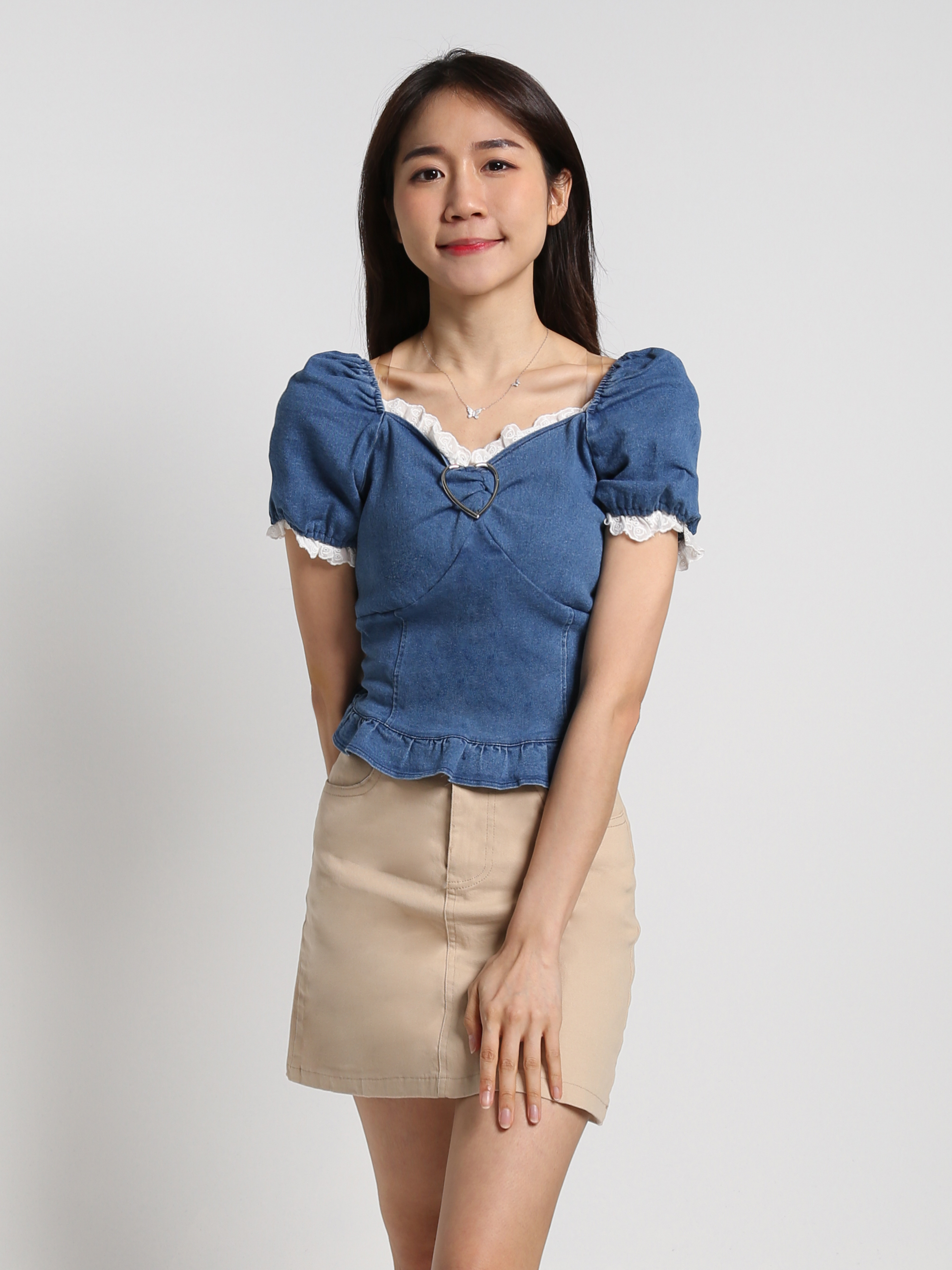 Denim Ruffleles Top 19118