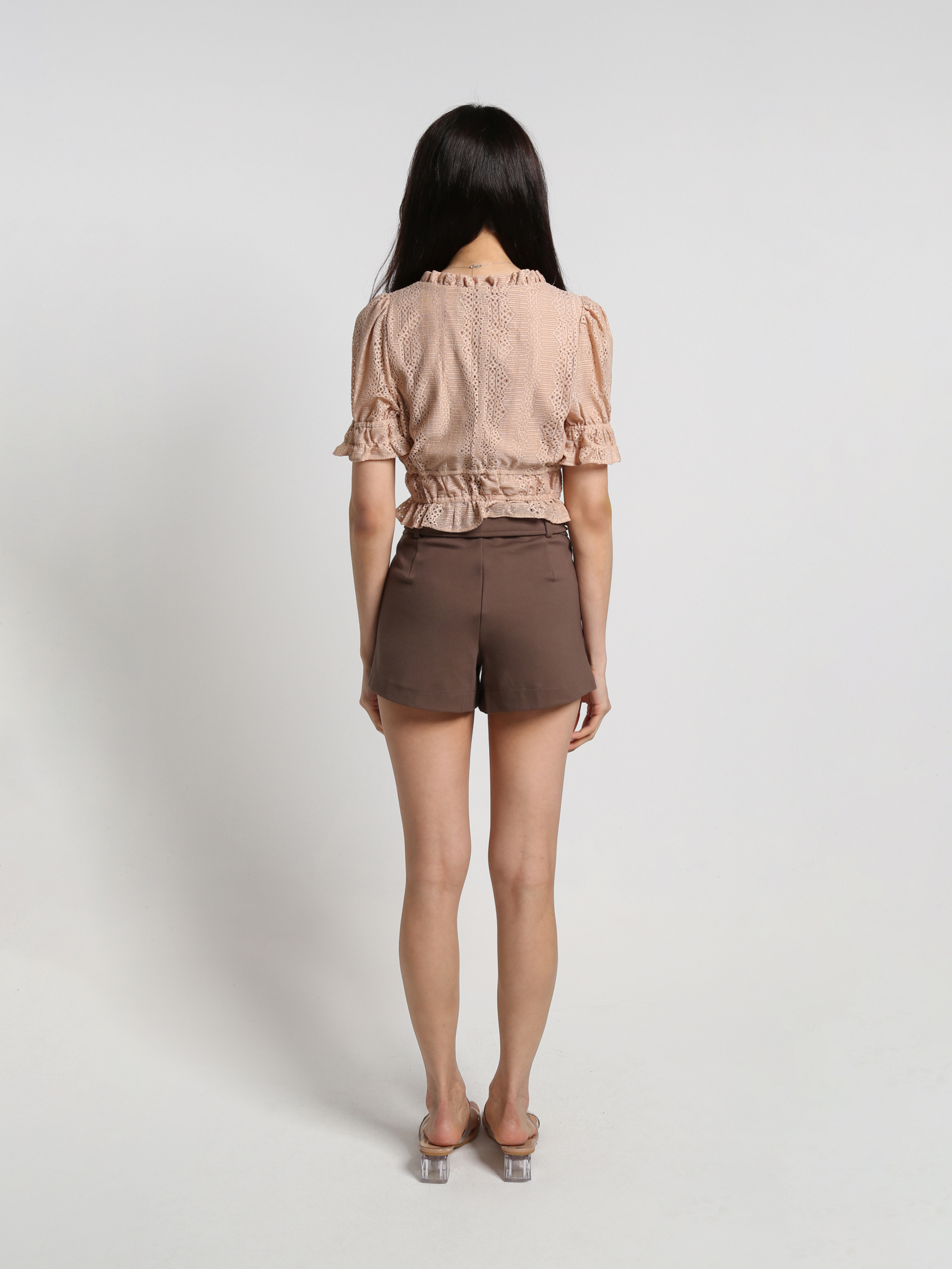 High Waist With Decorative Belt Short Pants 19097