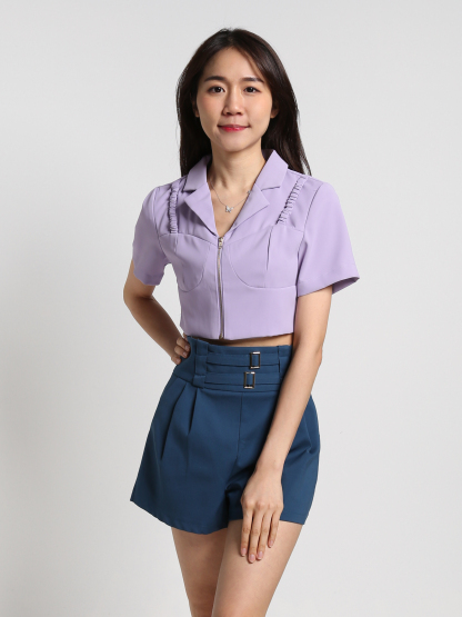 Front Zip Collar Top 25566