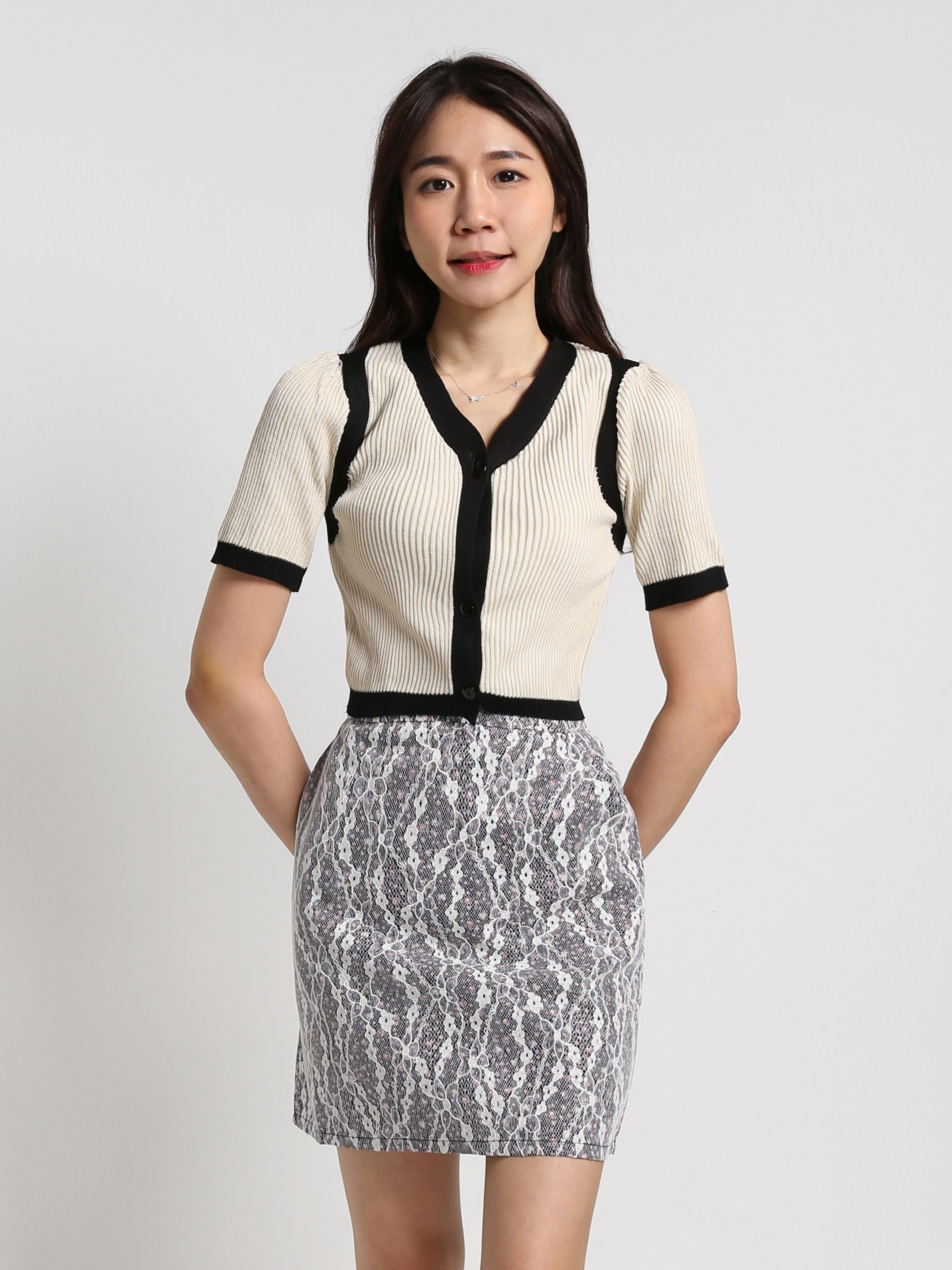 Knitted Front Button Top 16134