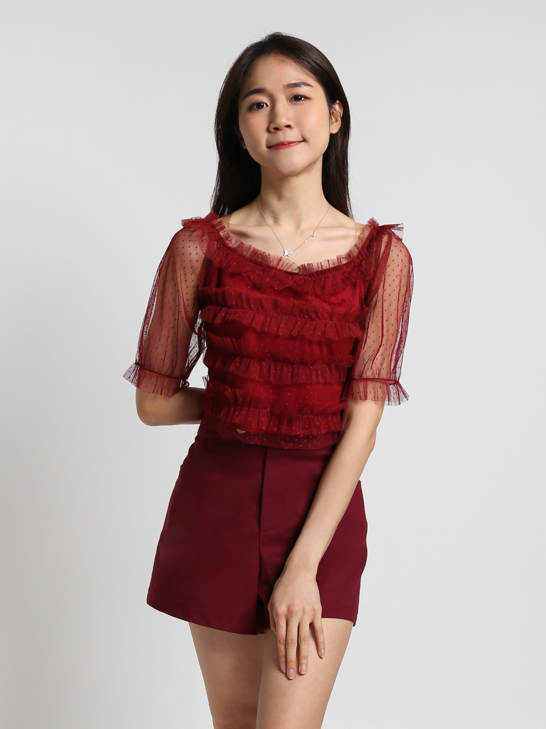 Polka Dot Sleeve With Layered Top 18381