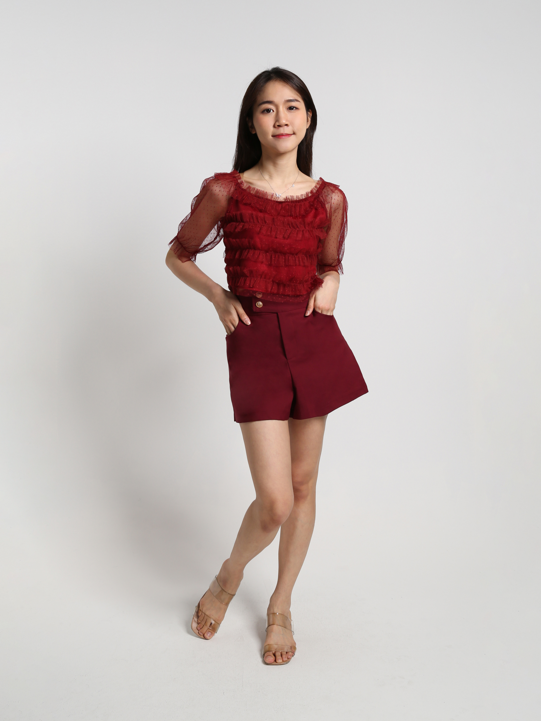 Polka Dot Sleeve With Layered Top 18381