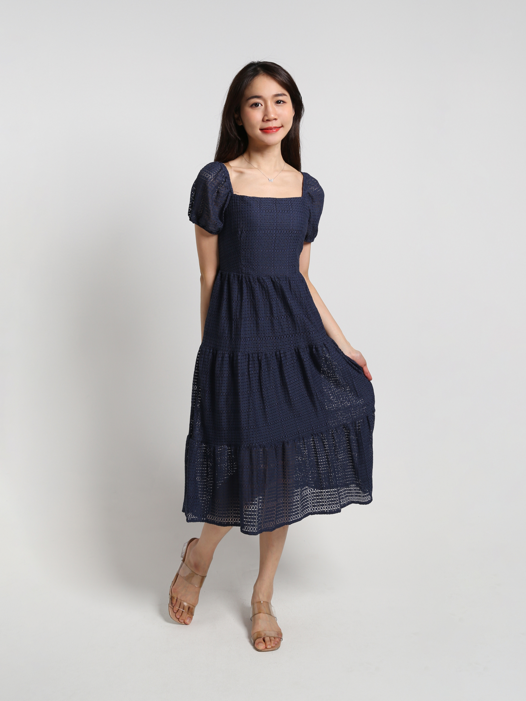 Lace Eyelet Layered Dress 18441