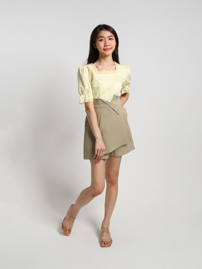 Two Tone Square Neck Wrap Jumpsuit 17022