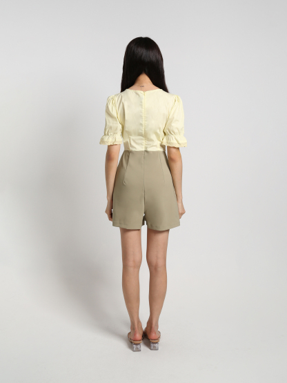 Two Tone Square Neck Wrap Jumpsuit 17022